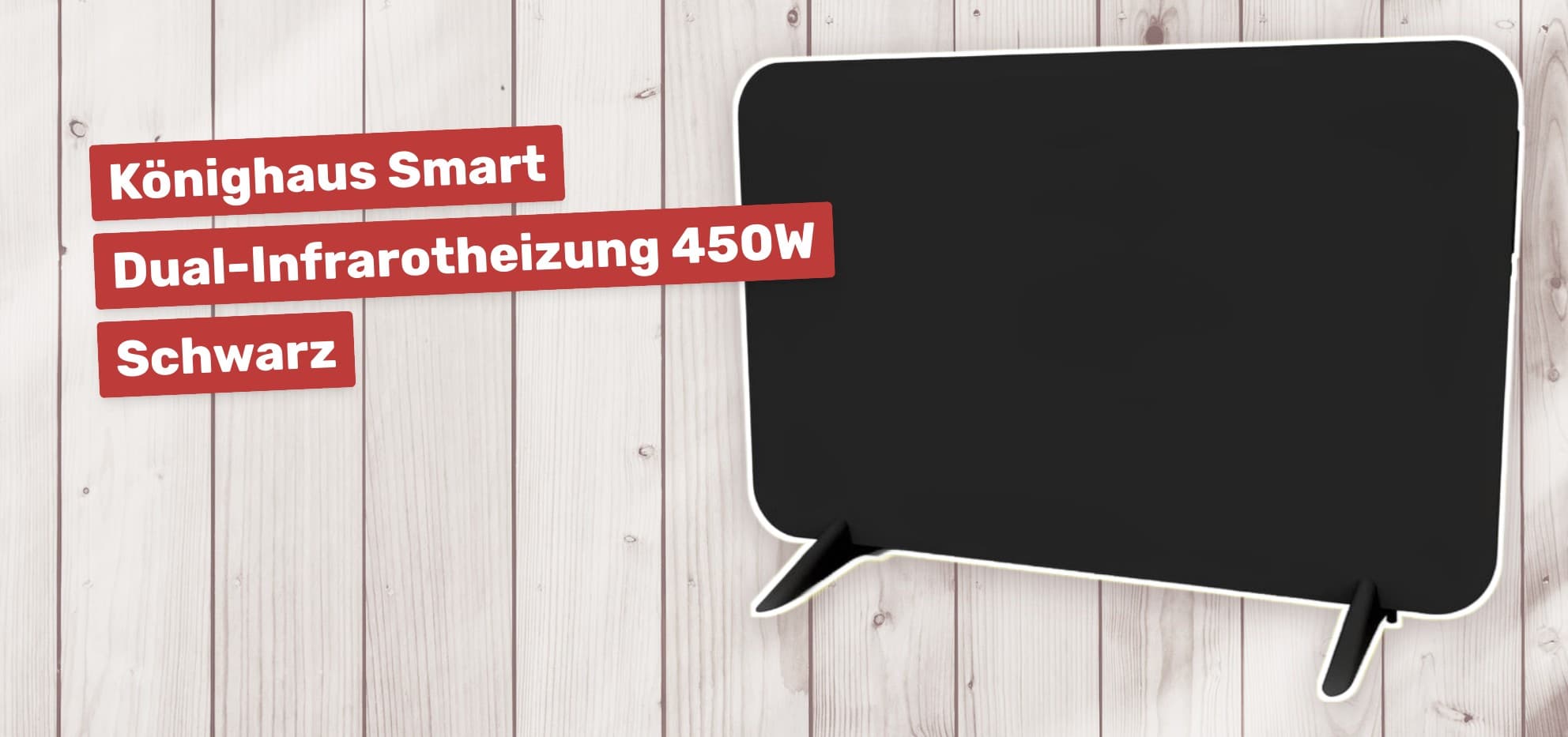 Könighaus Smart Dual-Infrarotheizung 450W Schwarz