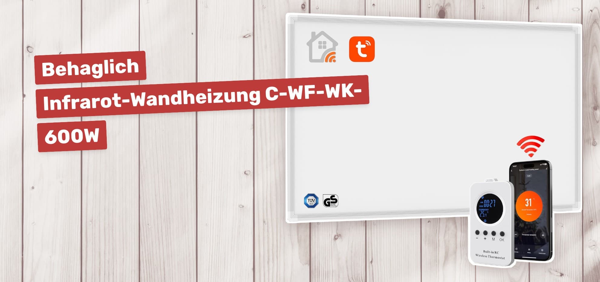 Behaglich Infrarot-Wandheizung C-WF-WK-600W