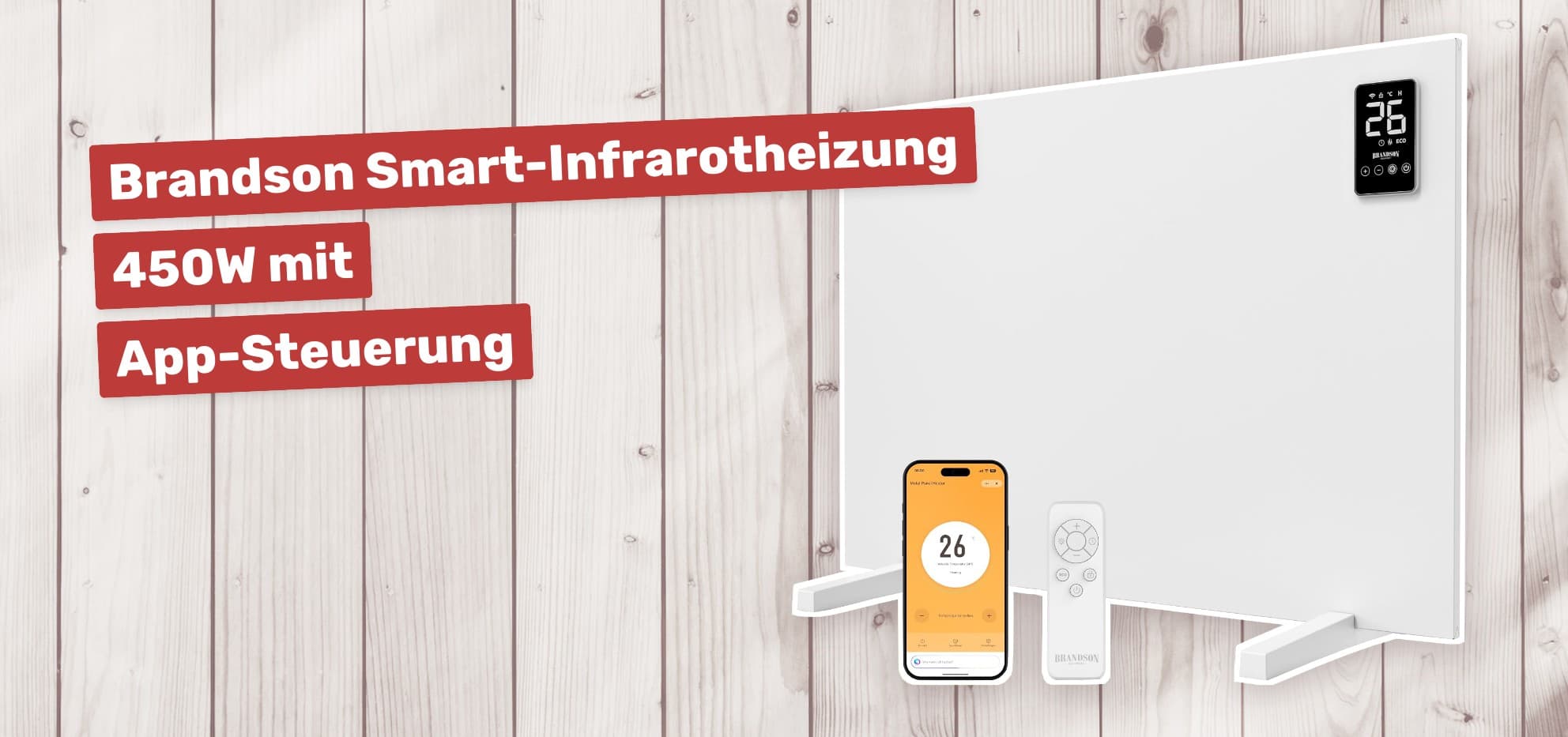 Brandson Smart-Infrarotheizung 450W mit App-Steuerung